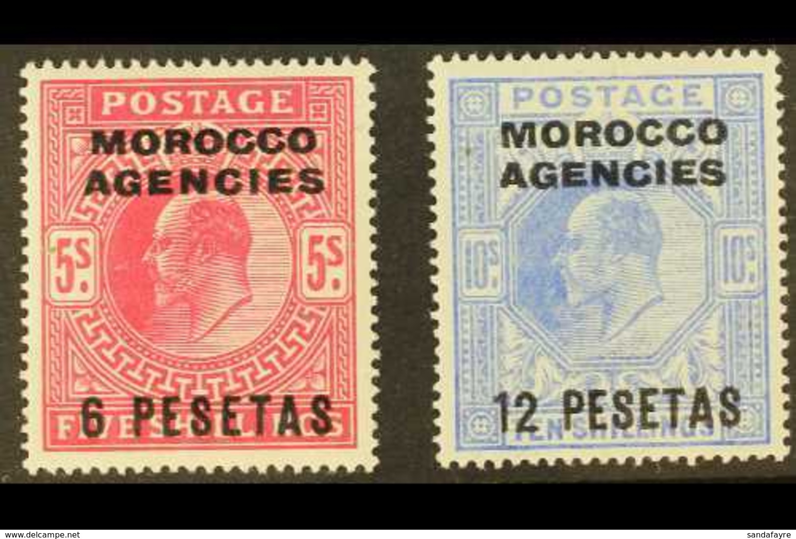 SPANISH CURRENCY  1907-12 KEVII 6p On 5s And 12p On 10s, SG 122/23, Very Fine Mint. (2 Stamps) For More Images, Please V - Sonstige & Ohne Zuordnung