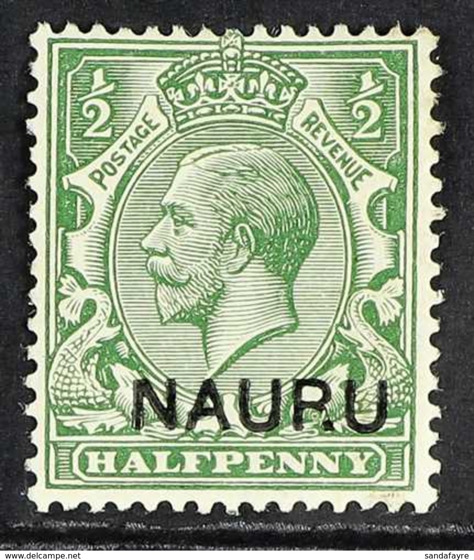1916 - 23  ½d Yellow Green, Variety "NAUP.U", SG 1a, Very Fine Mint. BPA Certificate. For More Images, Please Visit Http - Nauru