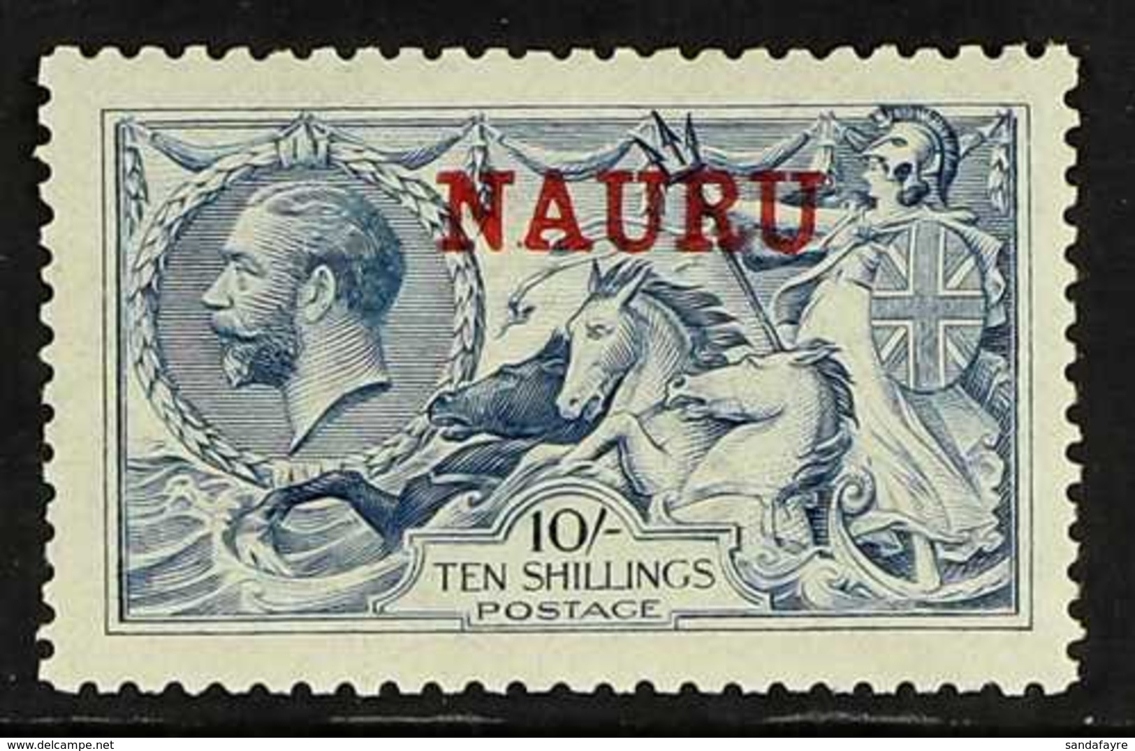 1916- 23  De La Rue 10s Pale Blue Seahorse, SG 23, Very Fine Mint. For More Images, Please Visit Http://www.sandafayre.c - Nauru