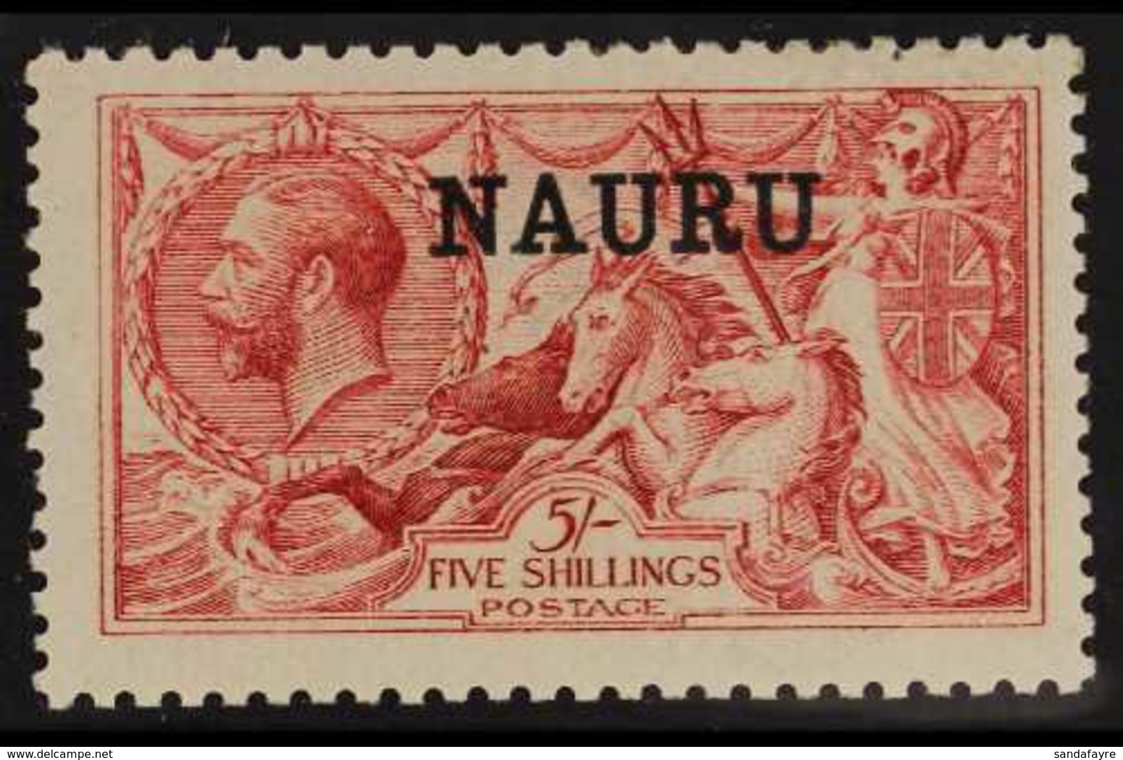 1916-23  5s Bright Carmine Seahorse (DLR Printing) With "NAURU" Overprint, SG 22, Fine Mint For More Images, Please Visi - Nauru