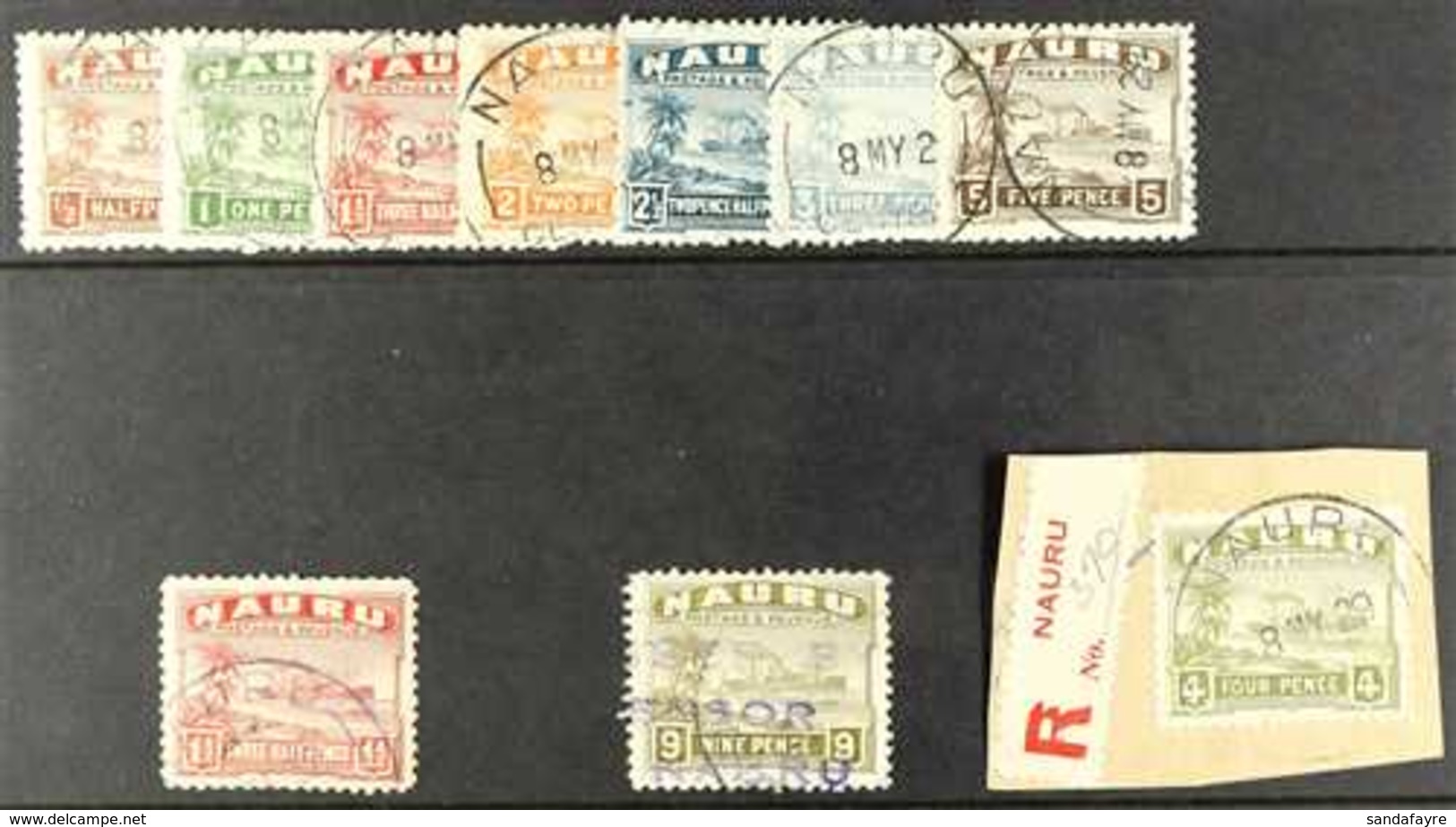 1924  Freighter Values Fine Used, Between SG 26A - 35A With ½d - 5d With Nauru Cds Cancels, 1½d With Violet Cancel, 9d W - Nauru