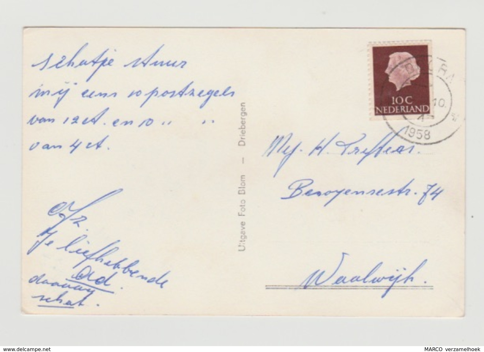 Ansichtkaart-postcard Van Braam Houckgeest Kazerne Doorn (NL) 1958 - Doorn
