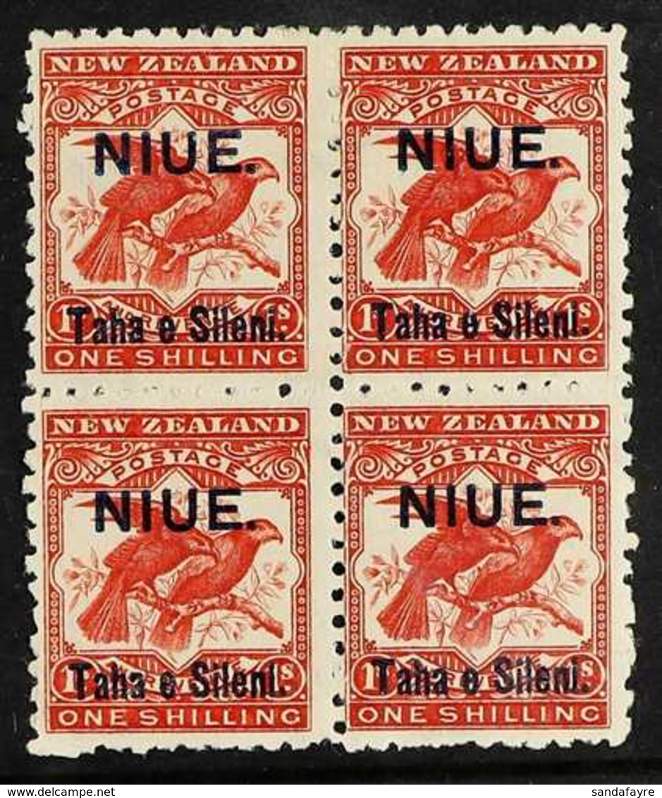 1903  1s Bright Red Bird, SG 16, Fine Mint Block Of Four. For More Images, Please Visit Http://www.sandafayre.com/itemde - Niue