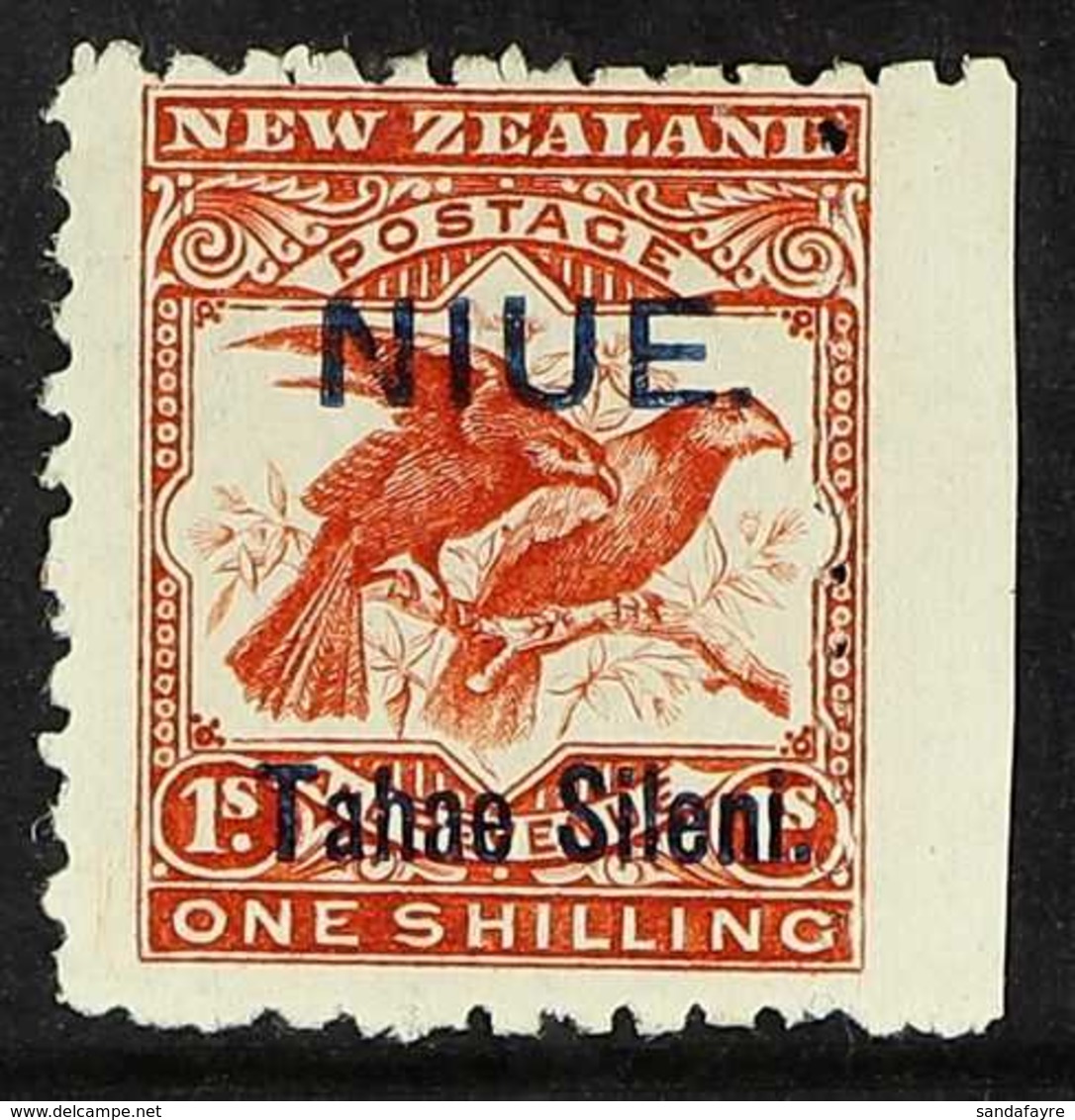 1903  1s Brown-red Bird, "Tahae" Joined, SG 15, Fine Mint With Right Sheet Margin. For More Images, Please Visit Http:// - Niue