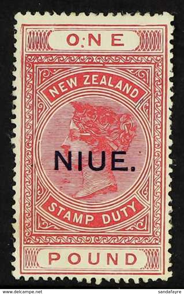 1918-29  £1 Rose-carmine Postal Fiscal, SG 37, Fine Mint. For More Images, Please Visit Http://www.sandafayre.com/itemde - Niue