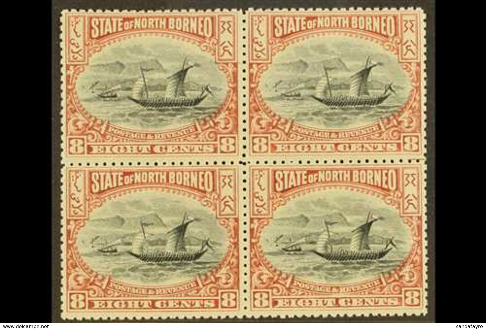 1897-1902  8c Black And Brown-purple Perf 13½-14, SG 102, BLOCK OF FOUR Very Fine Never Hinged Mint. Lovely! For More Im - Nordborneo (...-1963)