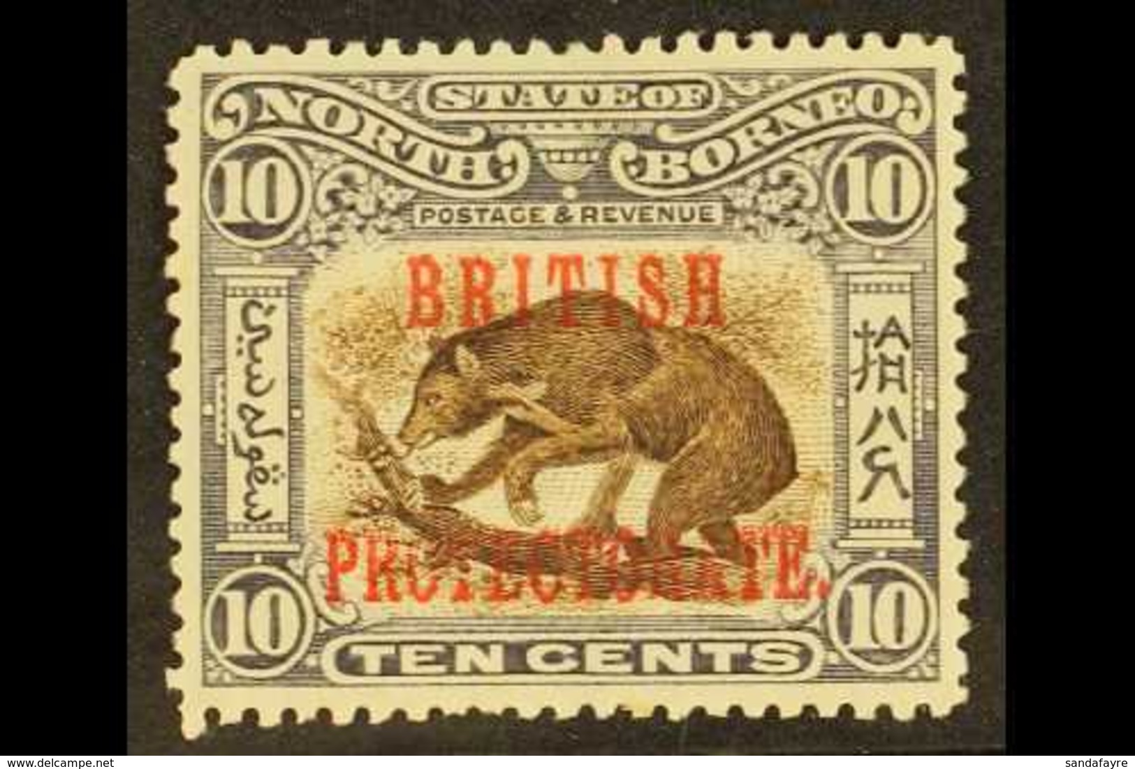 1901  10c Brown And Lilac Bear, Ovptd British Protectorate, SG 134, Very Fine Well Centered Mint. For More Images, Pleas - Nordborneo (...-1963)