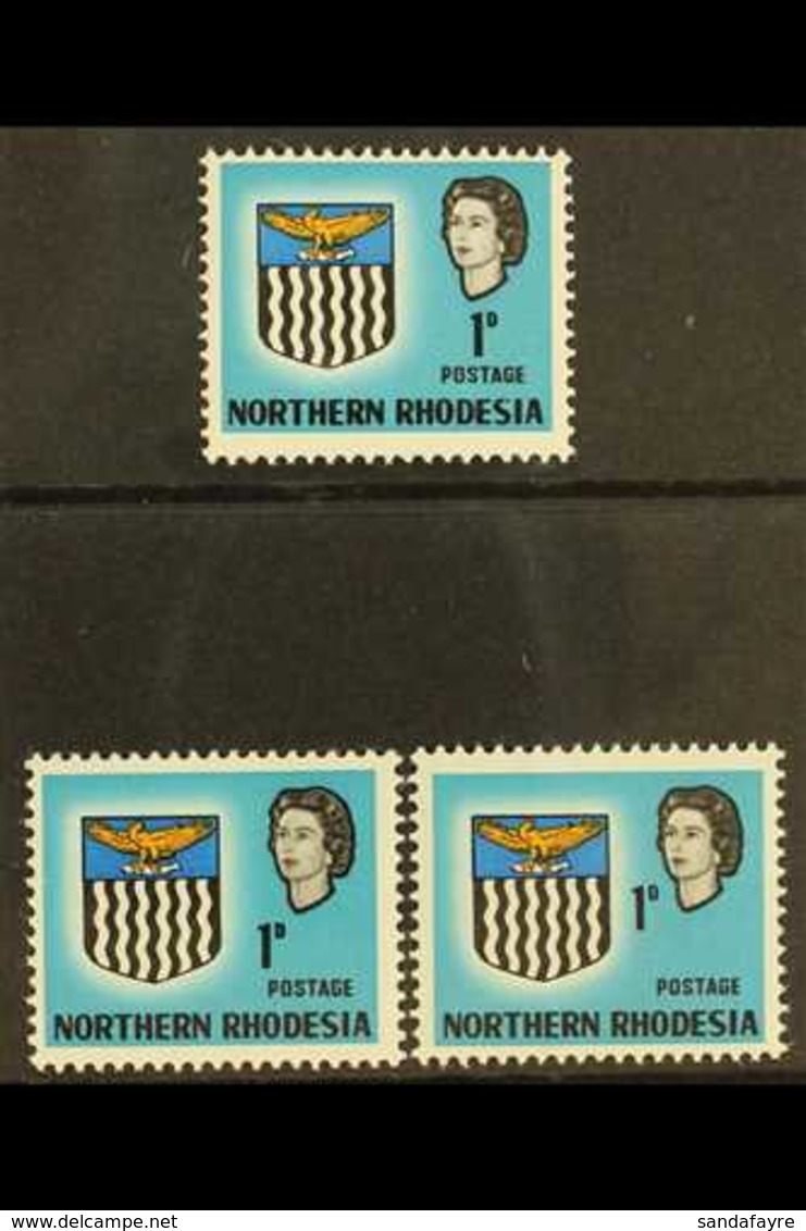 1963  1d Light Blue, SHIFTED VALUE VARIETY, Two Examples, One Shifted To Left, The Other More Significantly Affected, Va - Rhodésie Du Nord (...-1963)