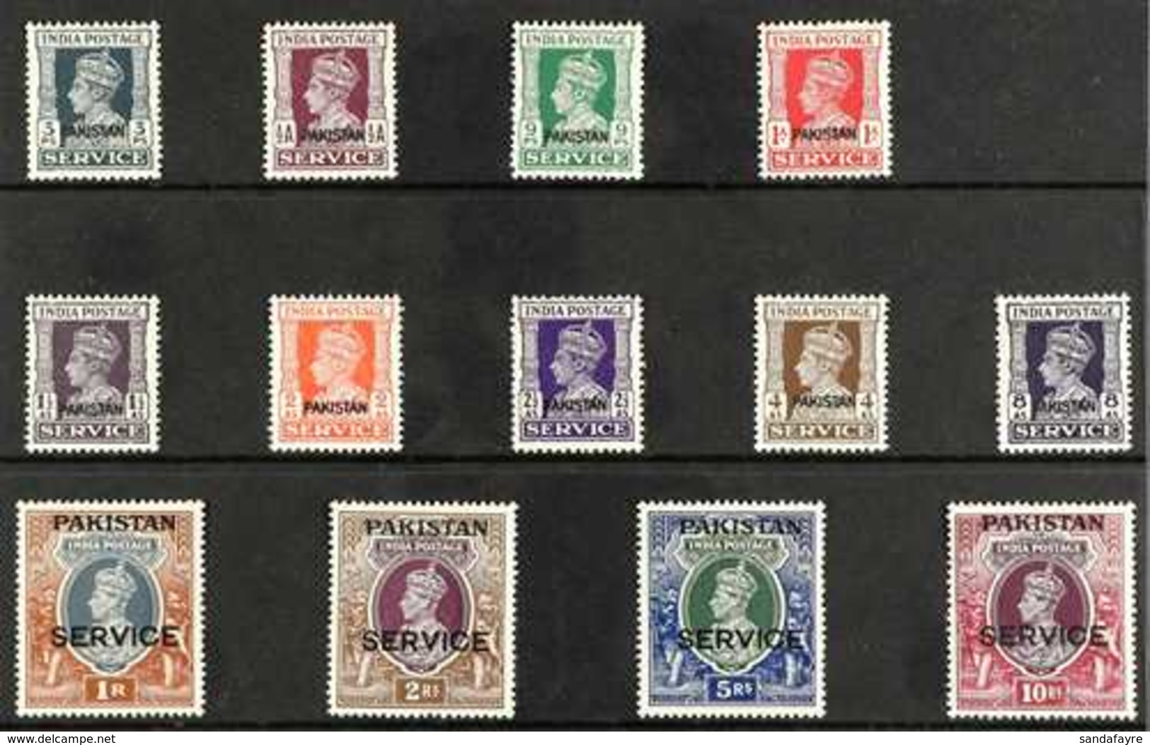 OFFICIALS  1947 KGVI Overprinted Complete Set, SG O1/13, Very Fine Mint (13 Stamps) For More Images, Please Visit Http:/ - Pakistan