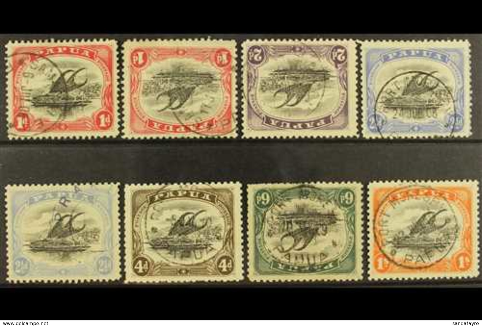 1907-08  Small Papua, Watermark Upright Perf 11 1d (2, One Inverted), 2d (inv), 2½d (both Shades, One With Praku Cancel) - Papua New Guinea