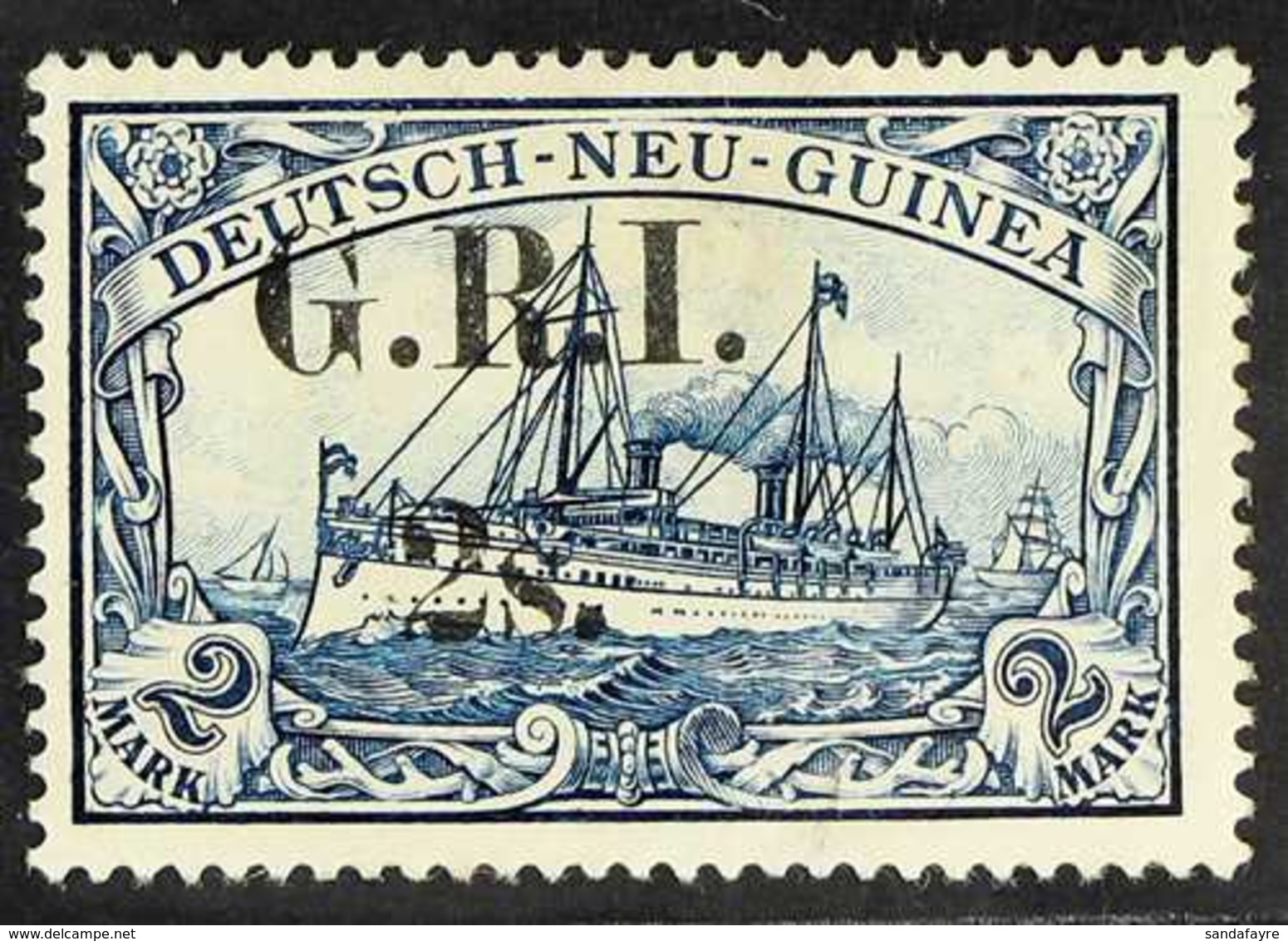 1914-15  2s On 2m Blue German New Guinea With 3½mm Surcharge Spacing, SG 13, Very Fine Mint. Very Scarce, Cat £3250. For - Papua-Neuguinea