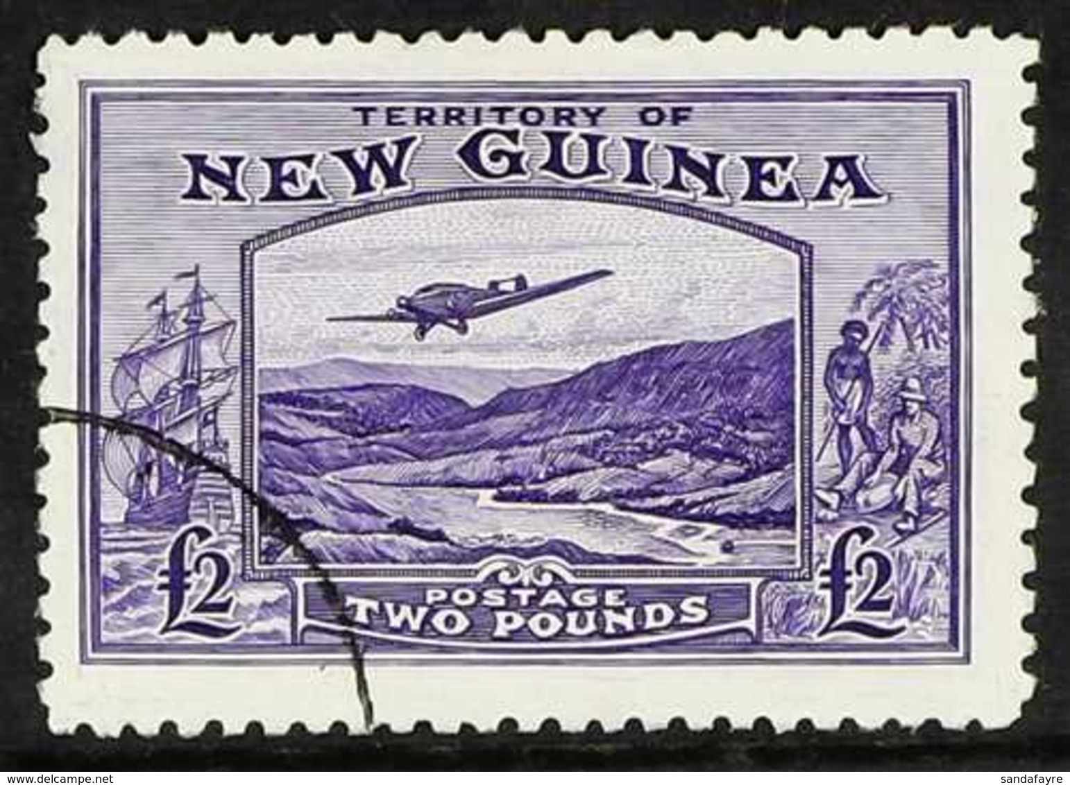 1935  £2 Bright Violet "Bulolo Goldfields", SG 204, Very Fine Used. For More Images, Please Visit Http://www.sandafayre. - Papua-Neuguinea