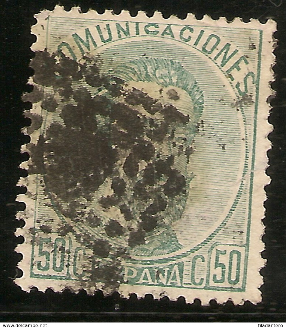 España Edifil 126 (º)  50 Céntimos Varde  Corona,Cifras Y Amadeo I  1872  NL583 - Usati