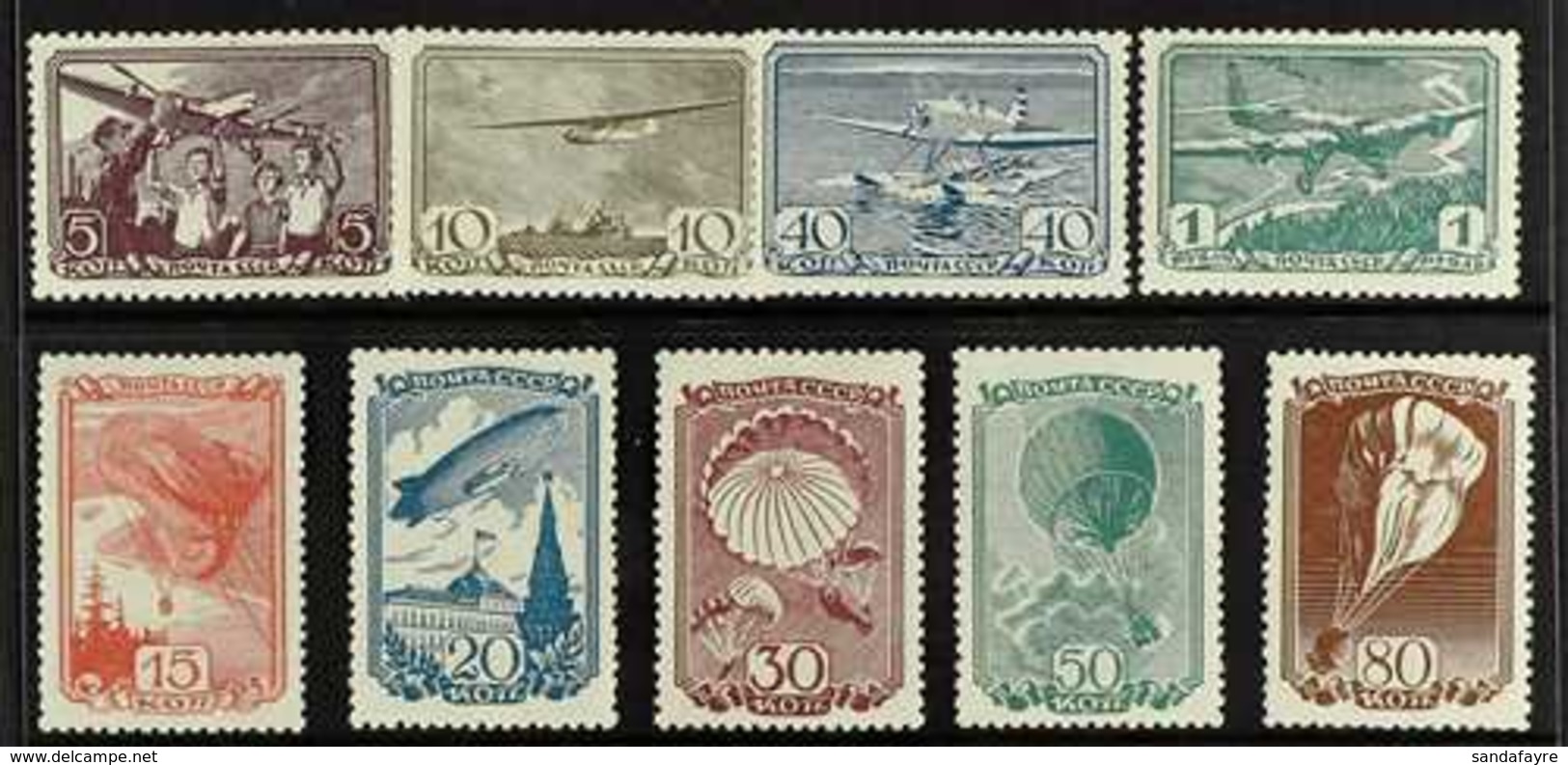 1938  Aviation Set, Scott 678/686, SG 810/18, Very Fine Mint (9 Stamps) For More Images, Please Visit Http://www.sandafa - Sonstige & Ohne Zuordnung