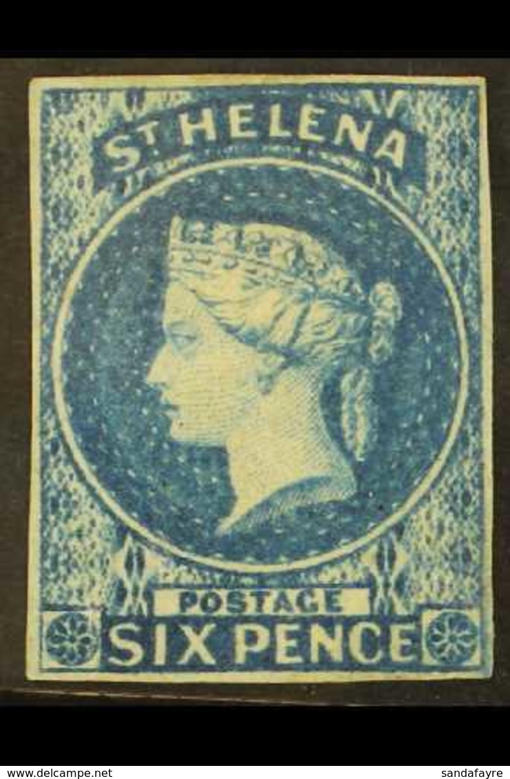 1856  6d Blue, Watermark Large Star, Imperf, SG 1, Fine Mint With Four Neat Margins. For More Images, Please Visit Http: - St. Helena