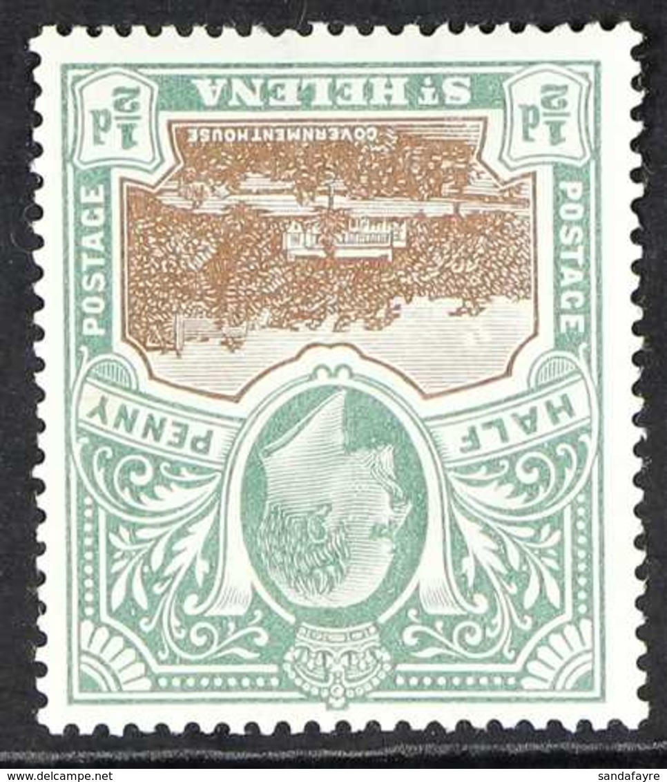 1903  KEVII ½d Brown & Grey-green, Variety "INVERTED WATERMARK", SG 55w, Very Fine Mint For More Images, Please Visit Ht - St. Helena