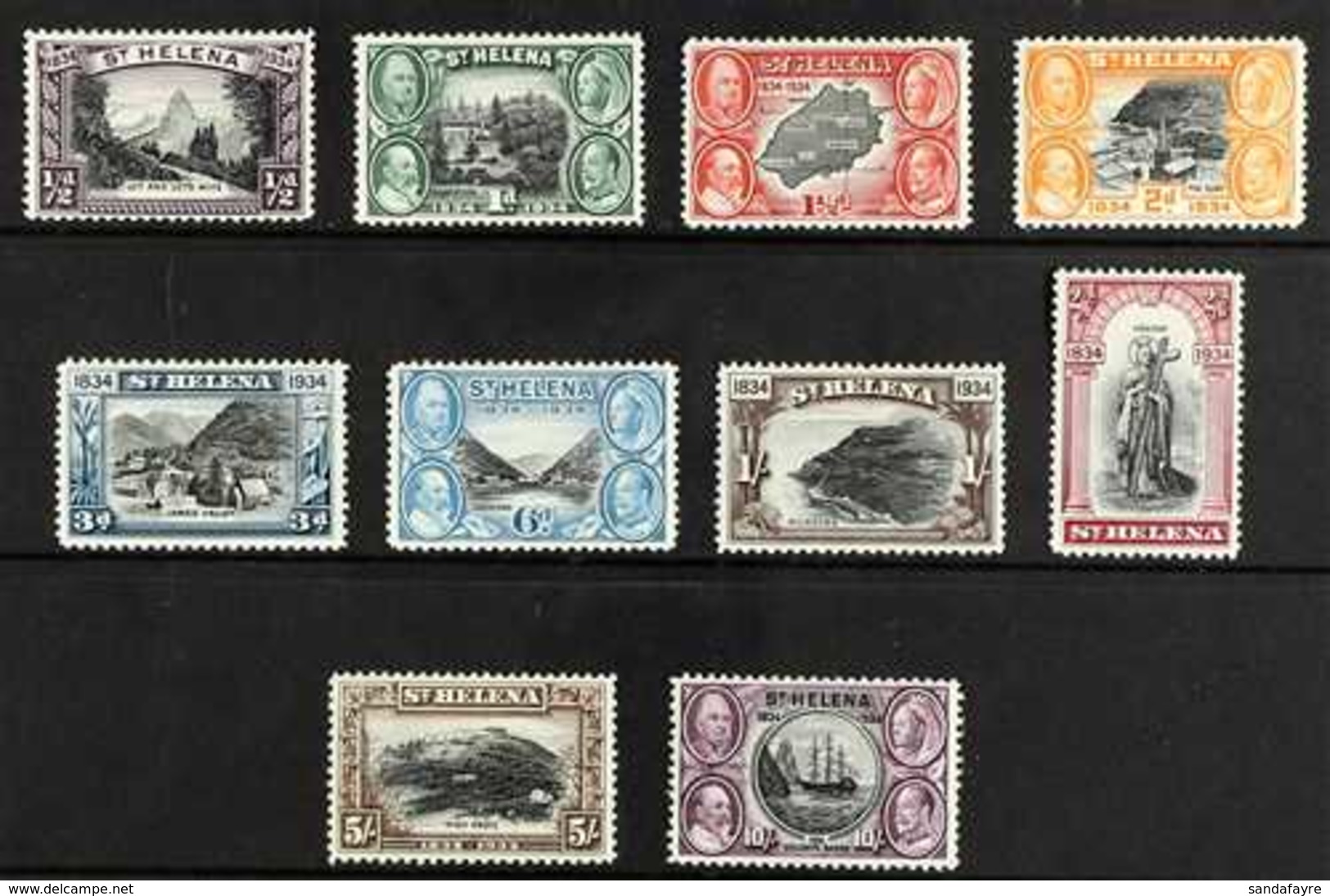 1934  Centenary Complete Set, SG 114/23, Very Fine Mint, Fresh. (10 Stamps) For More Images, Please Visit Http://www.san - St. Helena