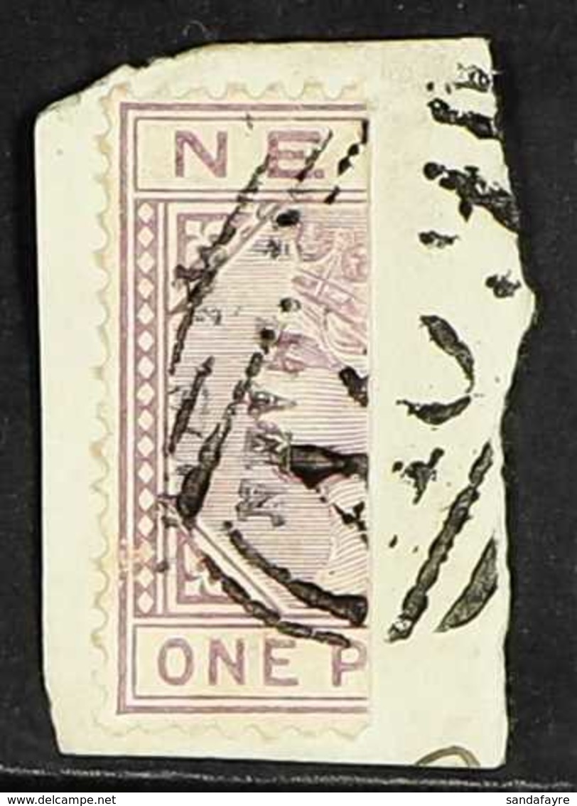 1883  ½d In Black On Half 1d Lilac-mauve SURCHARGE DOUBLE Variety, SG 36a, Fine Used On Piece Tied By "A09" Postmark. Fo - St.Christopher-Nevis & Anguilla (...-1980)