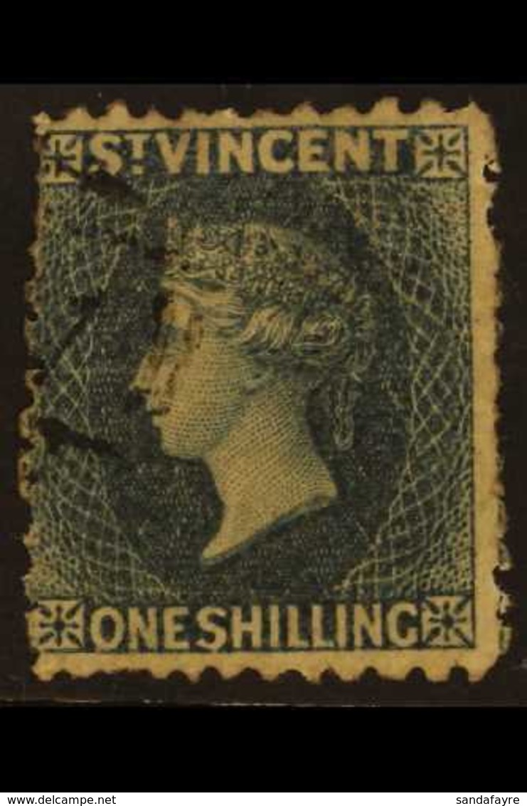 1862-68  1s Slate-grey Perf 11 To 12½, SG 8, Used, Light Wrinkle & Small Thin, Usual Rough Perfs, Cat £900. Almost Clear - St.Vincent (...-1979)