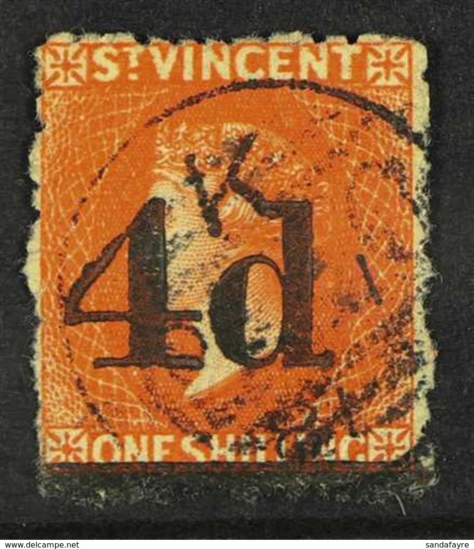 1881  4d On 1s Bright Vermilion, SG 35, Very Fine Used. RPS Certificate.  For More Images, Please Visit Http://www.sanda - St.Vincent (...-1979)