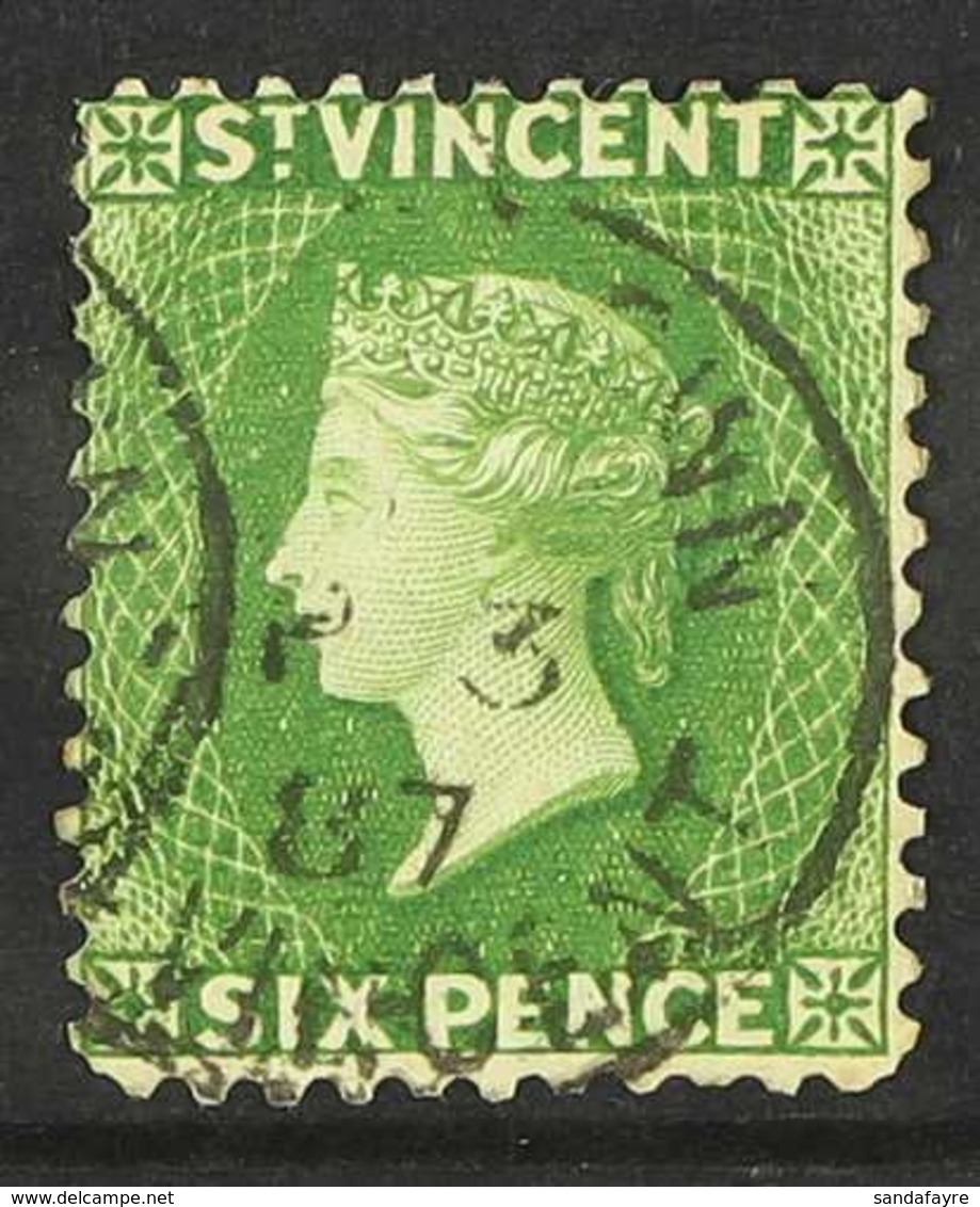 1883  6d Bright Green, Wmk CA, Perf 12, SG 44, Very Fine Used. For More Images, Please Visit Http://www.sandafayre.com/i - St.Vincent (...-1979)