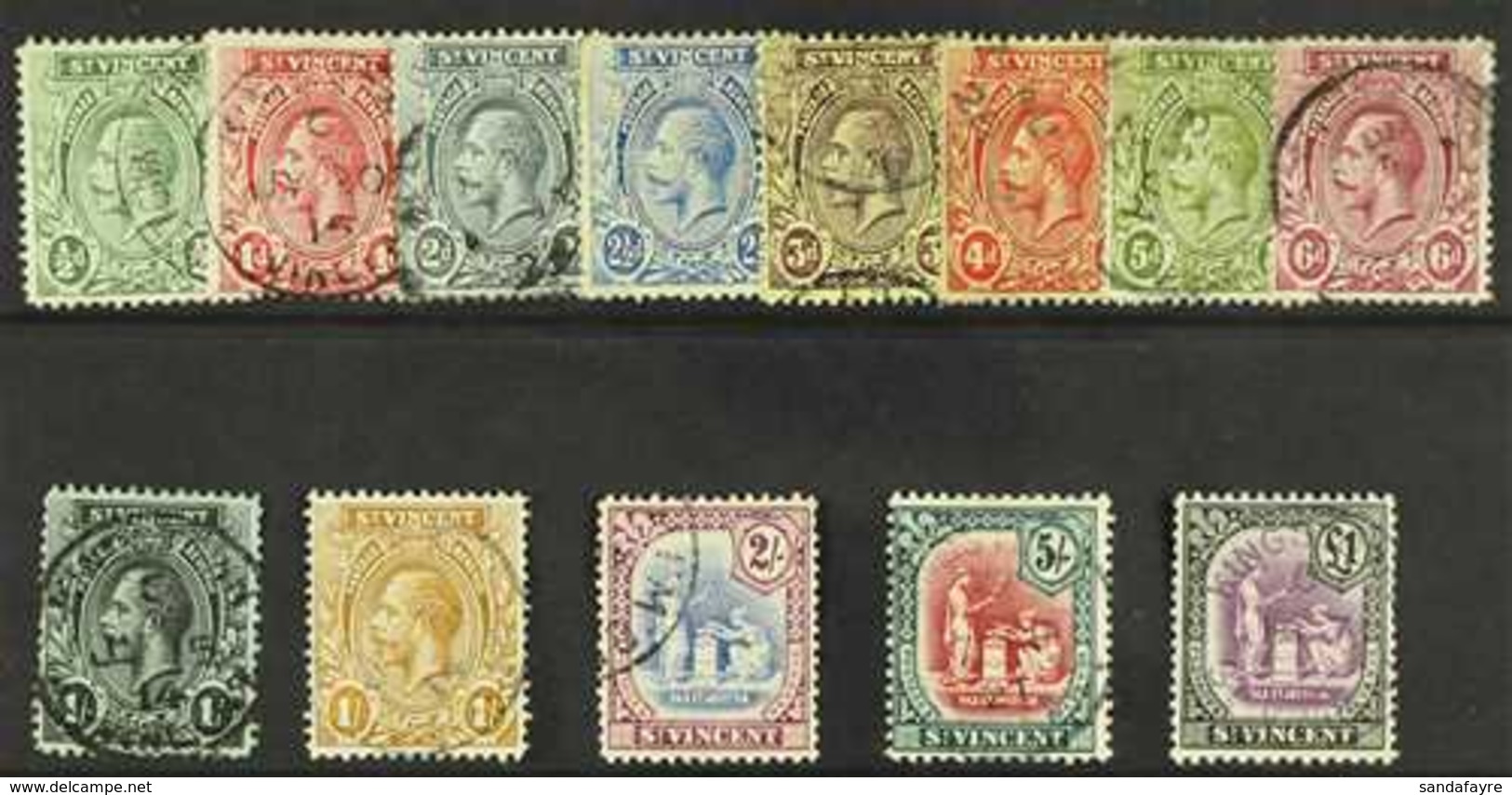 1913  Complete Set To £1, Wmk MCA, SG 108/20, Fine To Very Fine Used. (13 Stamps) For More Images, Please Visit Http://w - St.Vincent (...-1979)