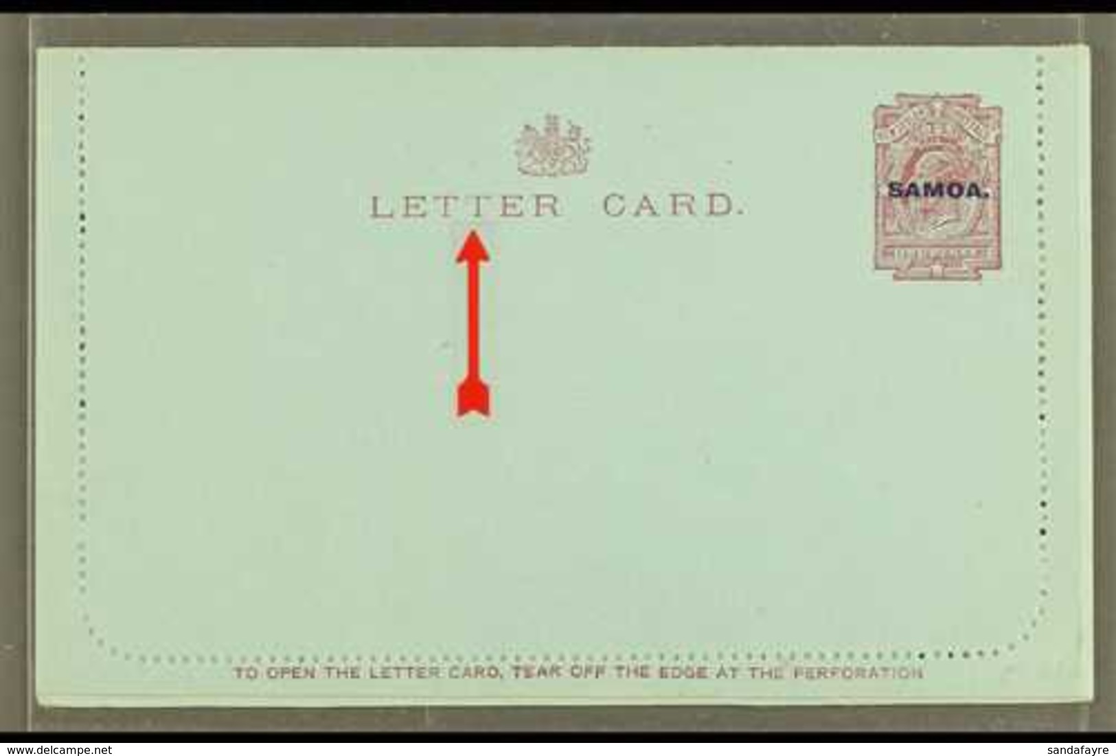 1914 LETTER CARD  1d Dull Claret On Blue, Inscription 94mm, H&G 1a, Unused, Broken Second "T" In "LETTER CARD," Light Hi - Samoa (Staat)