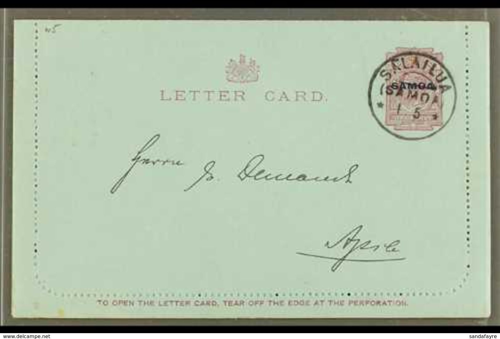 1916  One Penny Dull Claret On Blue (note Along Bottom 94mm Long) LETTER CARD, H&G 1a, Very Fine With Unstuck Margins, A - Samoa (Staat)