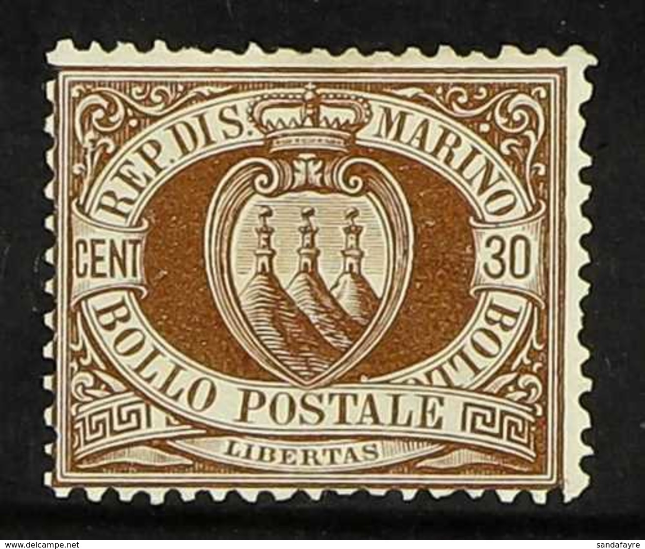 1877-90  30c Brown (SG 6, Sassone 6), Fine Mint, Some Slightly Shortish Perfs, Fresh Colour, Cat £1,100. For More Images - Other & Unclassified