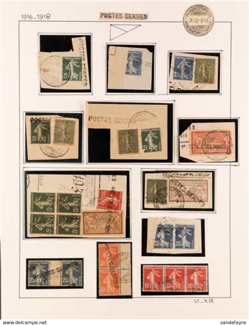 POSTAL BUREAU IN CORFU  1916-18. A Fascinating Used Collection Of French Stamps (mostly On Pieces) With "POSTES SERBES"  - Serbien