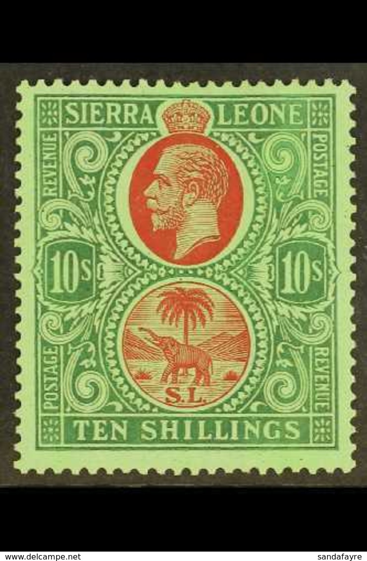 1921-27  10s Red & Green On Green, SG 146, Fine Mint, Very Fresh. For More Images, Please Visit Http://www.sandafayre.co - Sierra Leone (...-1960)