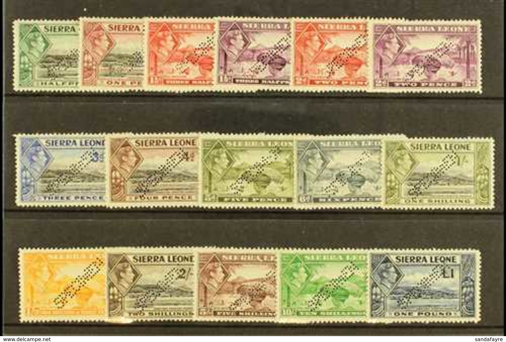 1938  Geo VI Set Complete, Perforated "Specimen", SG 188s/200s, Very Fine Mint, Large Part Og. Scarce Set. (16 Stamps) F - Sierra Leone (...-1960)