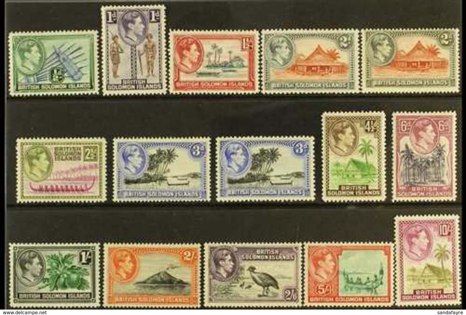 1939-51  Pictorial Definitive Set Plus Perf Variants, SG 60/72, Never Hinged Mint (15 Stamps) For More Images, Please Vi - Salomonen (...-1978)