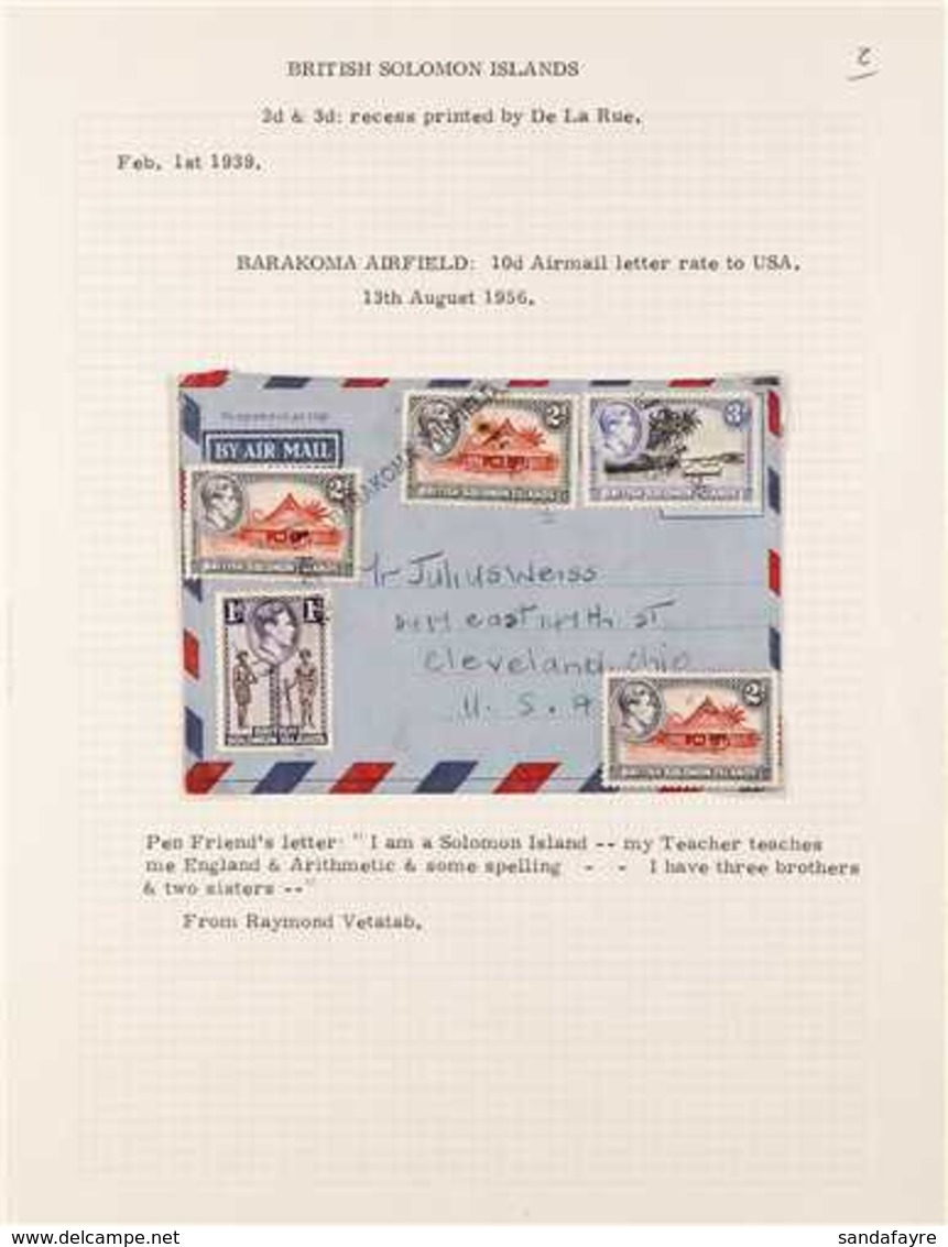 1956-1958 BARAKOMA AIRFIELD  1956-1958 Interesting Group Of Covers With Various "BARAKOMA AIRFIELD" Postmarks Written Up - Salomonen (...-1978)