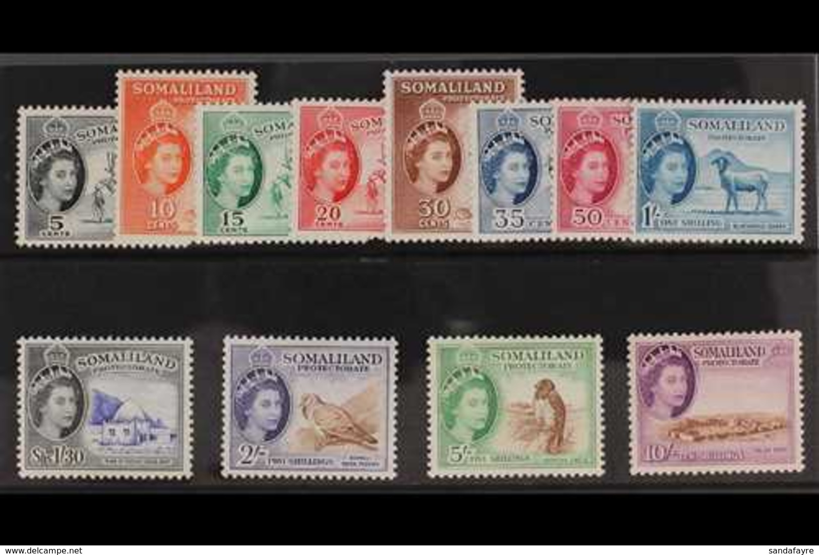 1953-58  QEII Definitives Complete Set, SG 137/48, Never Hinged Mint. (12 Stamps) For More Images, Please Visit Http://w - Somaliland (Herrschaft ...-1959)