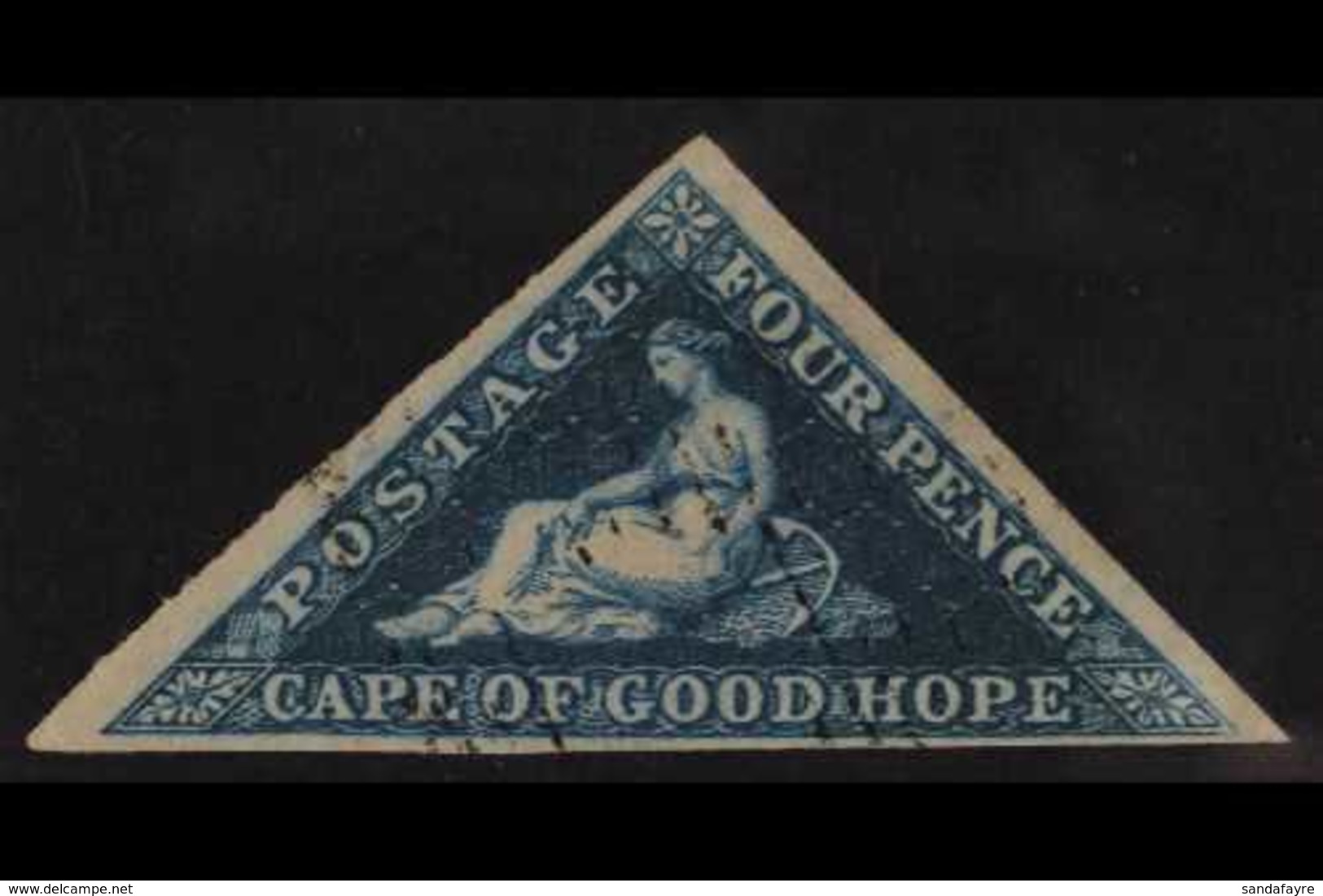 CAPE OF GOOD HOPE  1853 4d Deep Blue On Slightly Blued Paper Imperf Triangle, SG 4, Three Good Margins And Neat Light Ca - Ohne Zuordnung