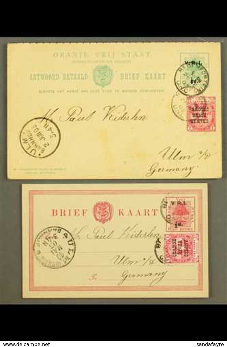ORANGE FREE STATE  POSTAL STATIONERY 1901 ½d On ½d Carmine Card And ½d+½d On ½d+½d Emerald Green Complete Reply Card, H& - Ohne Zuordnung