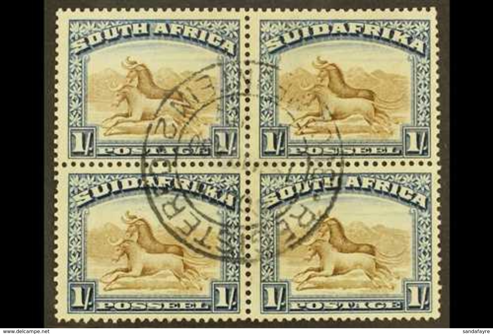 1927-30  1s Brown& Deep Blue, Perf.14, BLOCK OF 4, SG 36, Superb Used With Central C.d.s., Ink Marks On Reverse, But Do  - Ohne Zuordnung