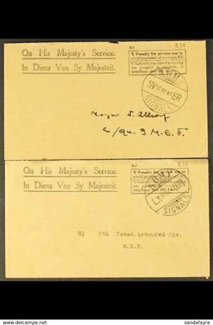 ARMY SIGNALS  1941 & 1943 Bilingual O.H.M.S. Covers, Both Addressed To Middle East Forces, Each With A Superb "ARMY SIGN - Ohne Zuordnung
