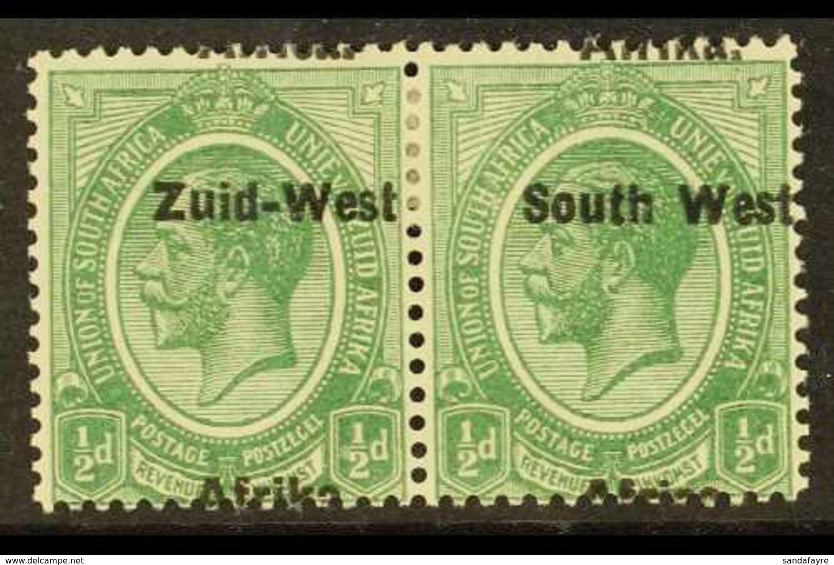 1923  ½d Green, Setting I, OVERPRINT SHIFTED DOWNWARDS, Portion Of "Africa / Afrika" At Top, SG 1, Fine Mint, Nice Varie - Südwestafrika (1923-1990)