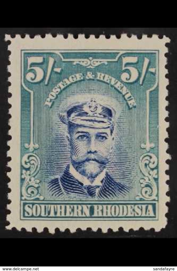 1924  5s Blue And Blue-green Admiral, SG 14, Fine Mint. For More Images, Please Visit Http://www.sandafayre.com/itemdeta - Südrhodesien (...-1964)