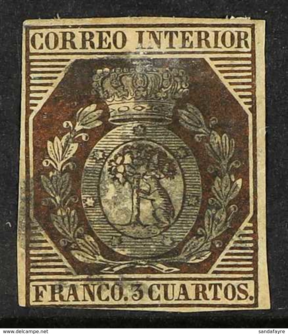 1853  3c Bronze Madrid Local Issue, SG 31 (Edifil 23), Used With Margins Just Touching At Bottom-left, Lightly Cancelled - Sonstige & Ohne Zuordnung