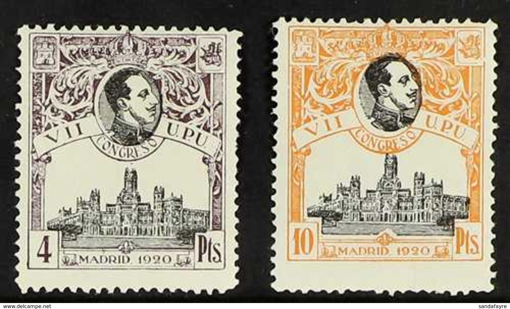 1920  4p Purple-brown & 10p Orange UPU Congress Perf 13½ Top Values Both With "A000,000" (SPECIMEN) Control Figures On B - Sonstige & Ohne Zuordnung