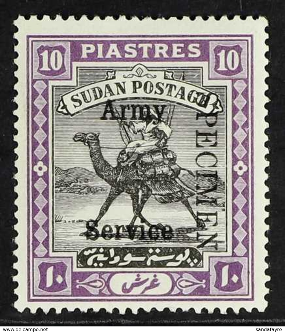 ARMY SERVICE  1906-11 10p Black & Mauve Wmk Quatrefoil With "SPECIMEN" Overprint, SG A16s, Never Hinged Mint, Very Fresh - Sudan (...-1951)