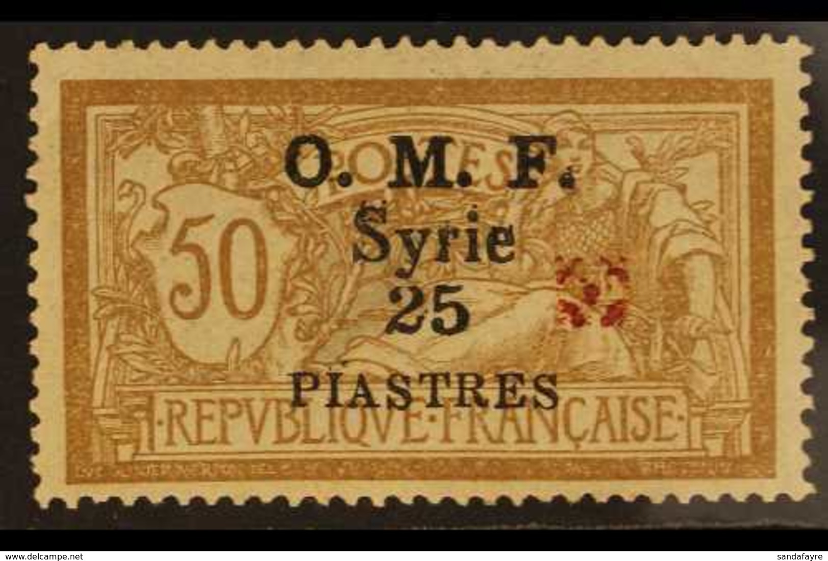 1920  25p On 50c Aleppo Vilayet Red Rosette Overprint, SG 54b, Very Fine Mint Part Og. For More Images, Please Visit Htt - Syrien