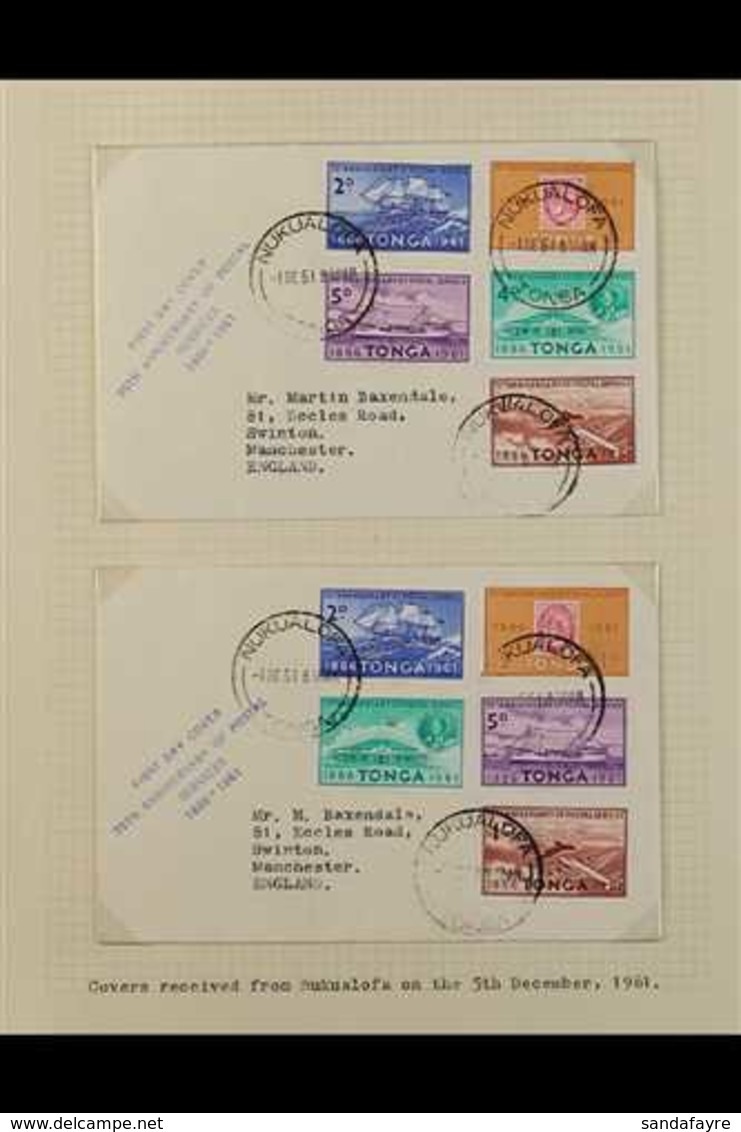 1961 ANNIVERSARY OF POSTAL SERVICE - STUDY COLLECTION  Written Up On Pages, Incl. The Set In Complete Nhm Sheets Of Fift - Tonga (...-1970)