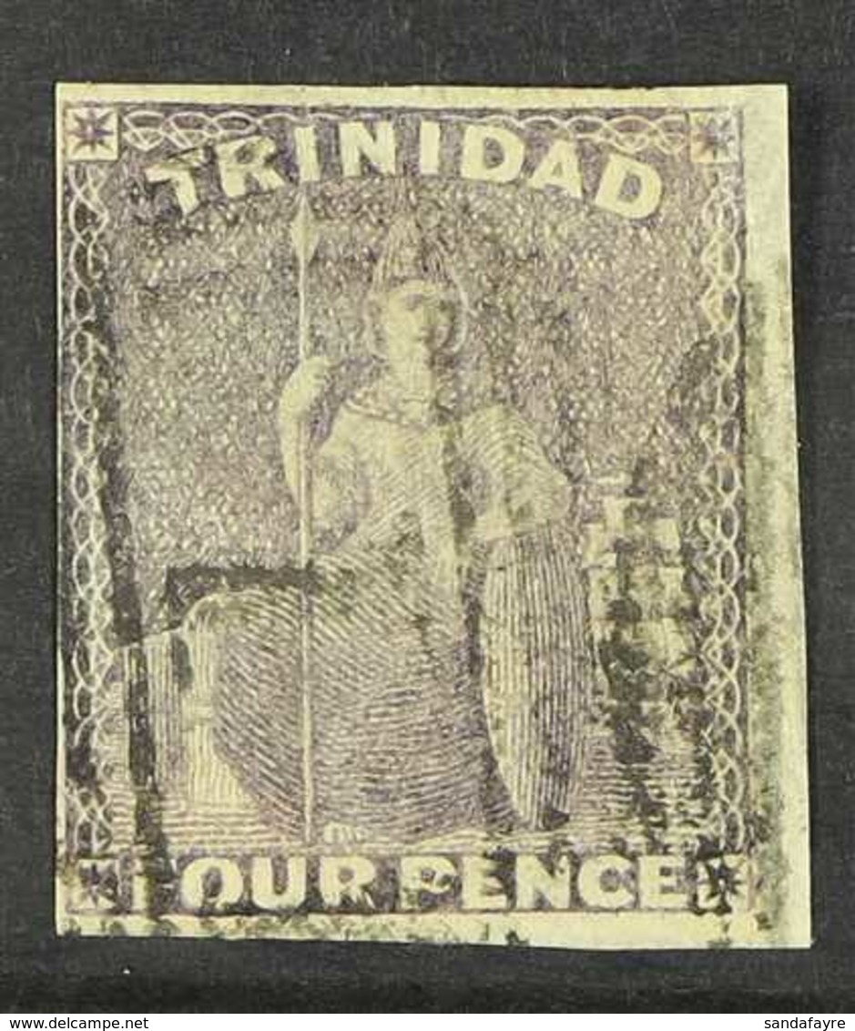 1859  4d Grey Lilac, Imperf, "Britannia", SG 25, Fine Used With Close To Large Margins And Strong Colour. For More Image - Trinidad & Tobago (...-1961)