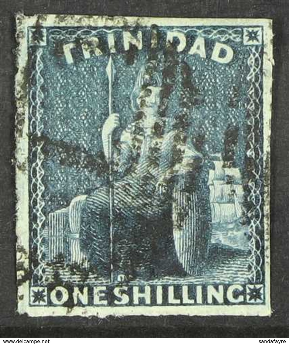 1861  1s Indigo, Rough Perf 14 - 16½, "Britannia", SG 58, Very Fine Used. Lovely Colour. For More Images, Please Visit H - Trinidad & Tobago (...-1961)