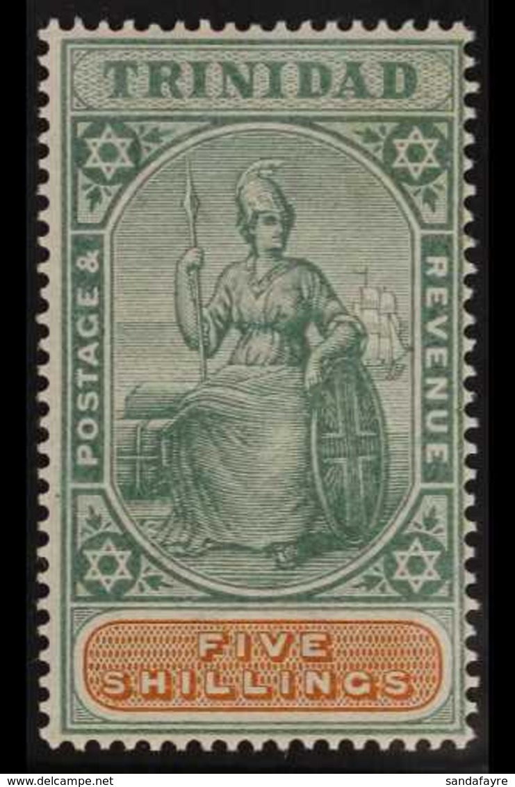 1896  5s Green And Brown, Wmk CA, SG 122, Very Fine Mint. For More Images, Please Visit Http://www.sandafayre.com/itemde - Trinidad & Tobago (...-1961)