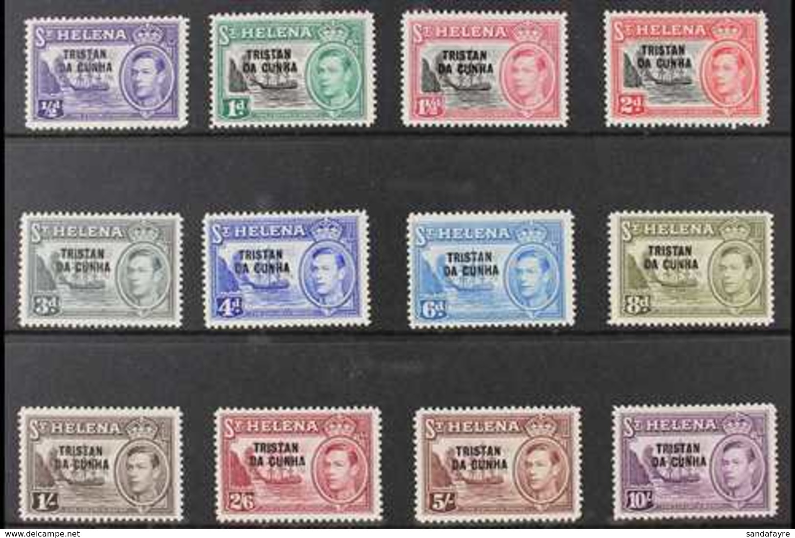 1952  KGVI Opt'd Complete Definitive Set, SG 1/12, Fine Mint (12 Stamps) For More Images, Please Visit Http://www.sandaf - Tristan Da Cunha